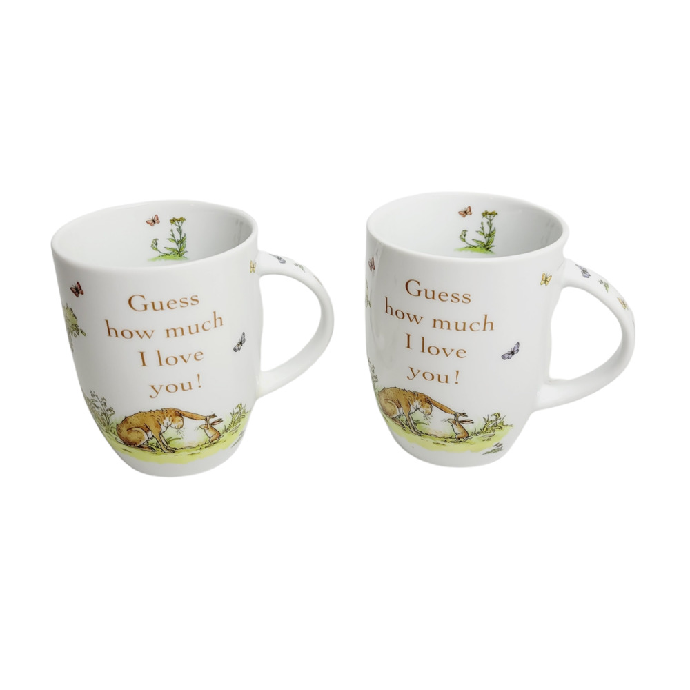 Konitz Guess How Much I Love You Mug 2 Piece Set Coffee Butterfly Bunny Rabbits